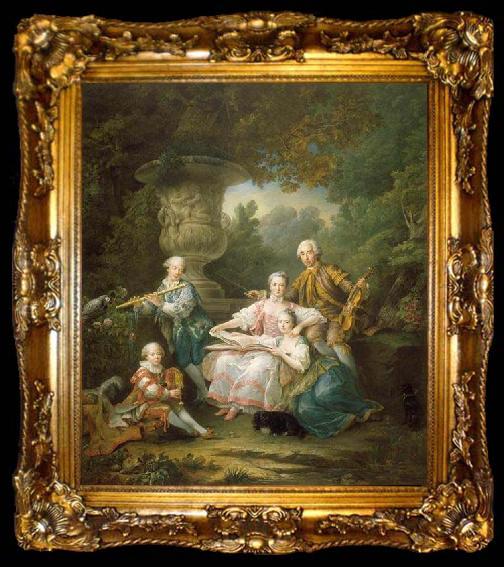 framed  Francois-Hubert Drouais Le marquis de Sourches et sa famille, ta009-2